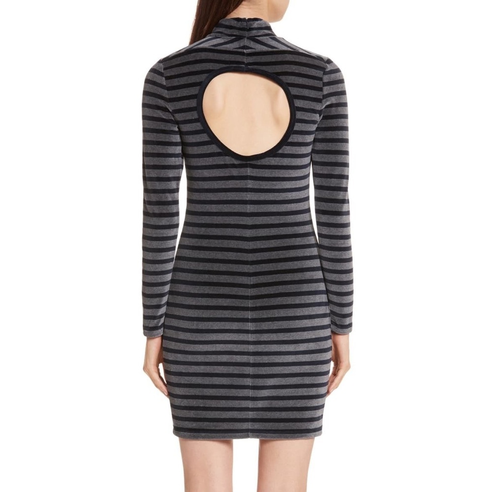 Alexander Wang Stripe Velour Turtleneck Dress - Picture 7 of 8